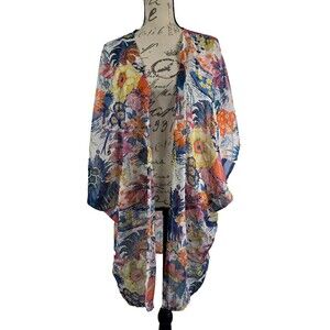 Relipop Women's Size Medium Floral Colorful Open Front Kimono